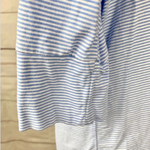 Chico's Striped Pocket Tee Sz M 1 Blue Super Soft - Picture 5 of 8
